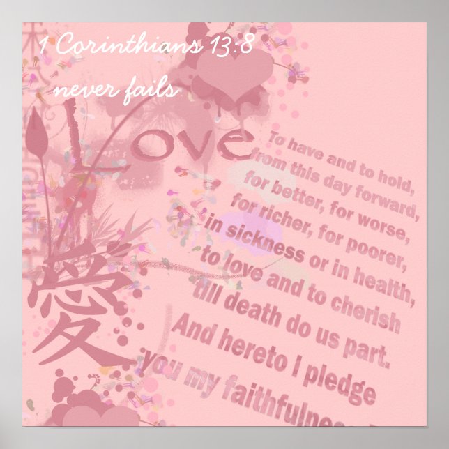 Love Never Fails Collage Wedding Vows Poster (Front)