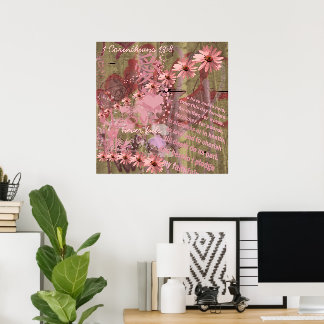 Love Never Fails ConeFlower Collage Poster