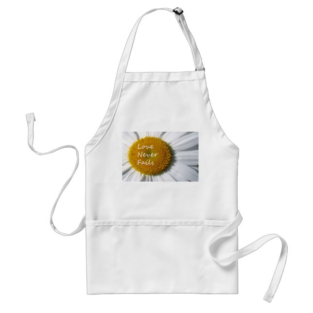 Love Never Fails Daisy 1 Corinthians 13 Adult Apron (Front)