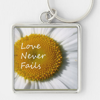 Love Never Fails Daisy 1 Corinthians 13 Keychain