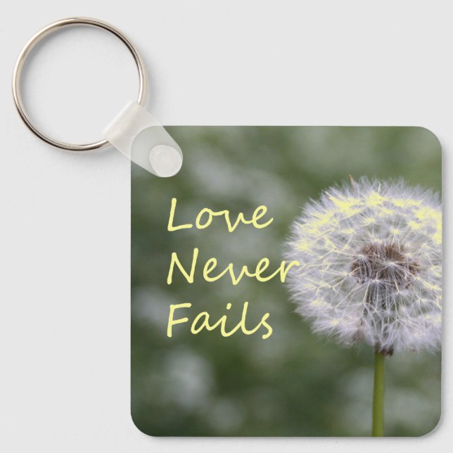 Love Never Fails Dandelion1 Corinthians 13 Keychain (Front)