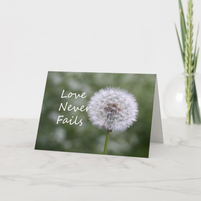 Love Never Fails Dandelion Corinthians 13 Thanks Holiday Card (Front)