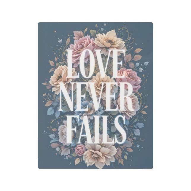 Love Never Fails Inspirational Floral Art (Front)