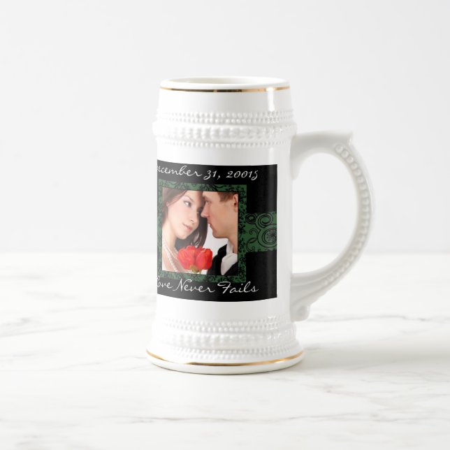 Love Never Fails Photo Wedding Stein (Right)