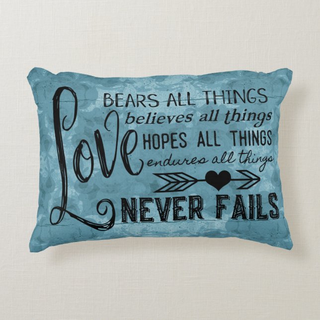 Love Never Fails Pillow (French Blue) (Front)