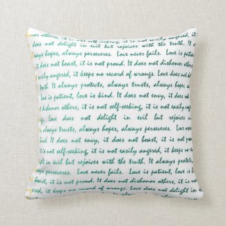 Love Never Fails Summer Green Throw Pillow