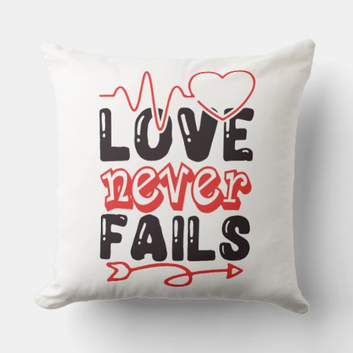 LOVE never FAILS Throw Pillow