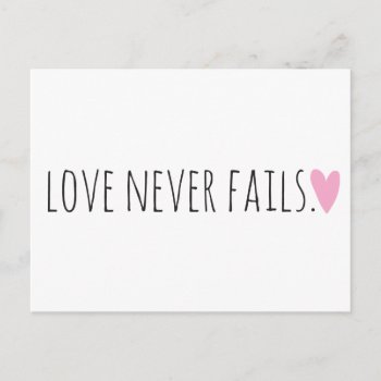 Love Never Fails With Heart Postcard by ParadiseCity at Zazzle