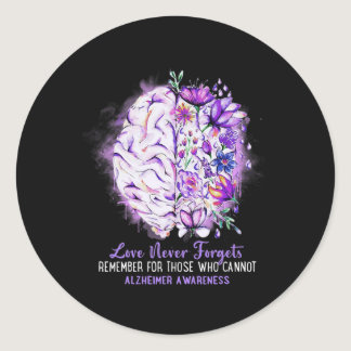 Love Never Forgets Alzheimer's Awareness Brain Dis Classic Round Sticker