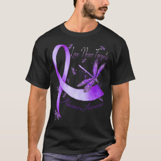 Love Never Forgets Alzheimers Awareness Dragonfly T-Shirt