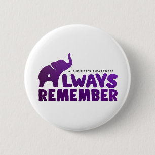 Love Never Forgets Heimerheimer Elephant Button