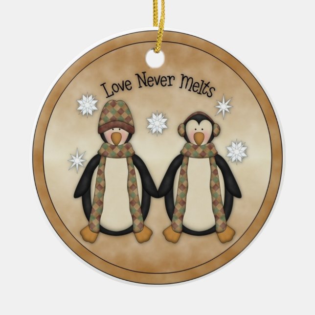 Love Never Melts Ceramic Ornament (Front)