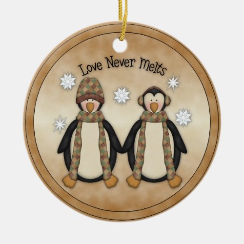 Love Never Melts  Penguin Holiday Ornament