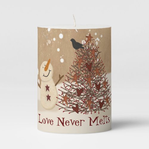 Love Never Melts Snowman Candle