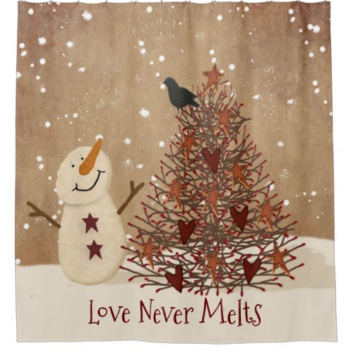 Love Never Melts Snowman Shower Curtain