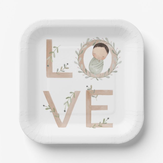 Love |  New Baby Paper Plates (Front)