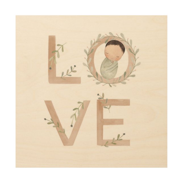 Love |  New Baby Wood Wall Art (Front)