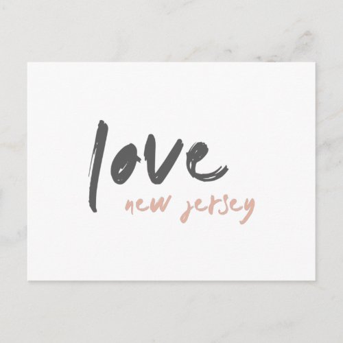 Love New Jersey  NJ USA Modern Minimalist Travel Postcard