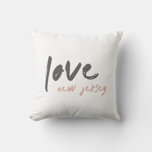 Love New Jersey  NJ USA Modern Minimalist Travel Throw Pillow