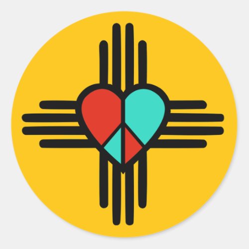 Love New Mexico Peace Classic Round Sticker