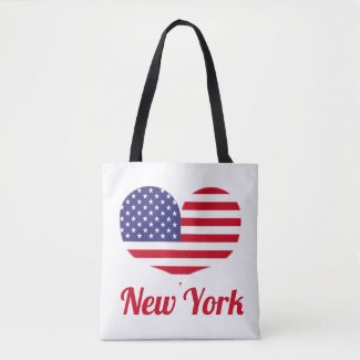 Love New York | Heart Shaped American Flag Tote Bag