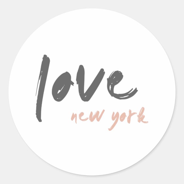 Love New York | NYC USA Modern Wanderlust Pink Classic Round Sticker (Front)
