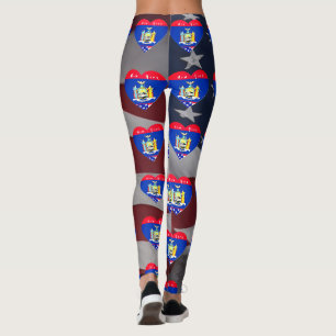 Love New York Patriotic Flag Fun Leggings