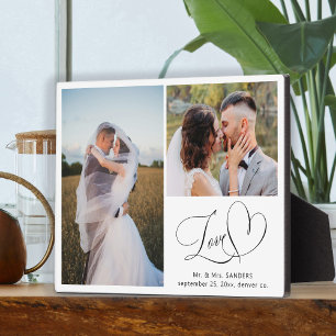 Love newlyweds Mr & Mrs couple wedding photos Plaque