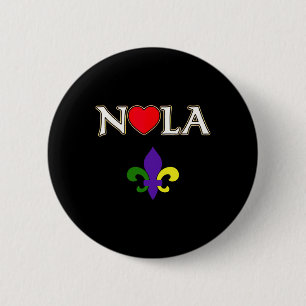 Love Nola New Orleans Fleur De Lis Heart Nola Button