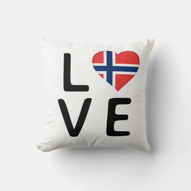 Love - Norway Flag Throw Pillow (Front)