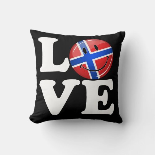 Love Norway Smiling Flag Throw Pillow