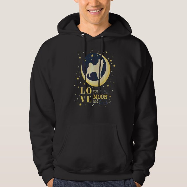 Love Norwegian Elkhound Dog To The Moon Hoodie (Front)