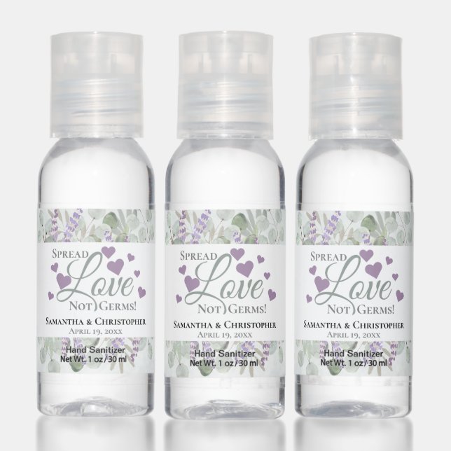 Love Not Germs Eucalyptus & Lavender Wedding Favor Hand Sanitizer (Set)