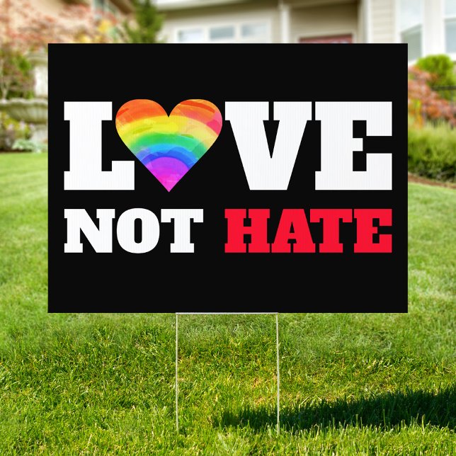 Love Not Hate Black Bold Graphic Rainbow Heart Sign (Creator Uploaded)
