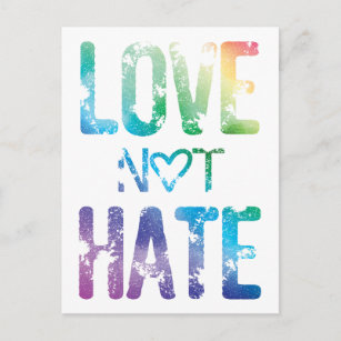 Love Not Hate LGBTQ+ Pride Postcard
