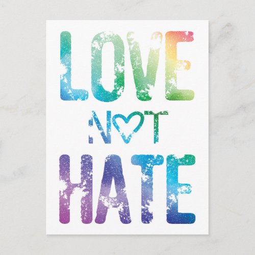 Love Not Hate LGBTQ Pride Postcard