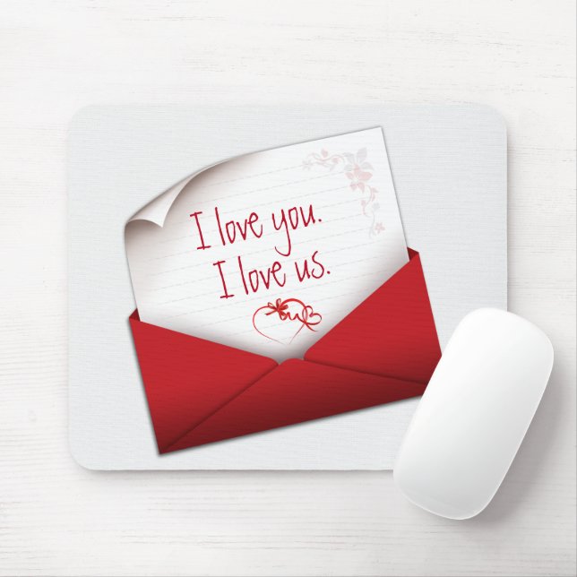 Love Note in Red Envelope Mouse Pad (With Mouse)