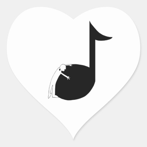 Love Note _ Person hugging and kissing music note Heart Sticker