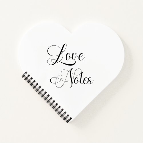 Love Notes Elegant Script With Name Black  White Notebook