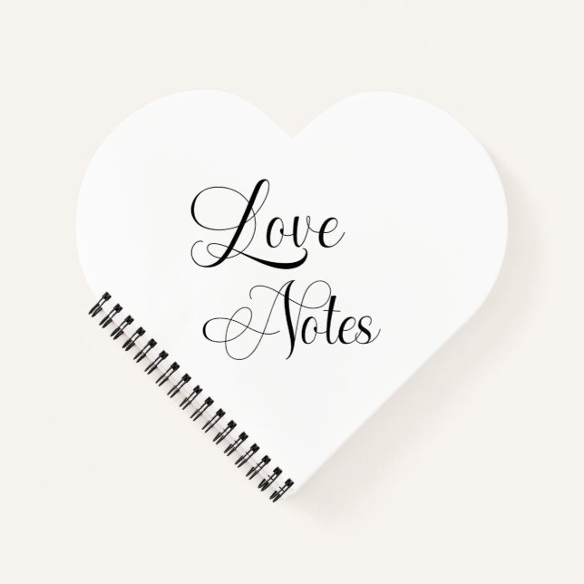Love Notes Elegant Script With Name Black & White Notebook (Front)