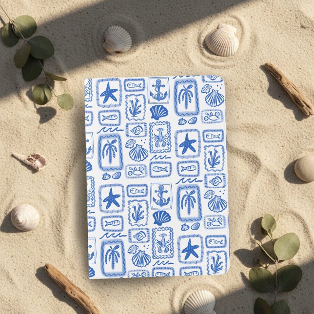 Love Notes from the Sea Seashell Ocean Beach  Passport Holder (Love Notes from the Sea Seashell Ocean Beach Passport Holder Blue White
)
