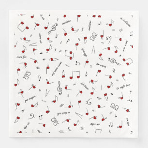Love Notes Red Heart Music Notation Paper Dinner Napkins