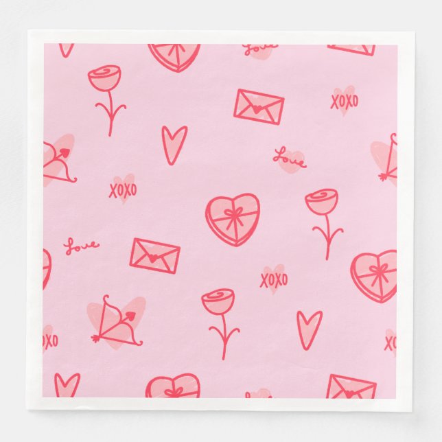  Love Notes & Sweet Treats Valentine's Paper Dinner Napkins (Front)