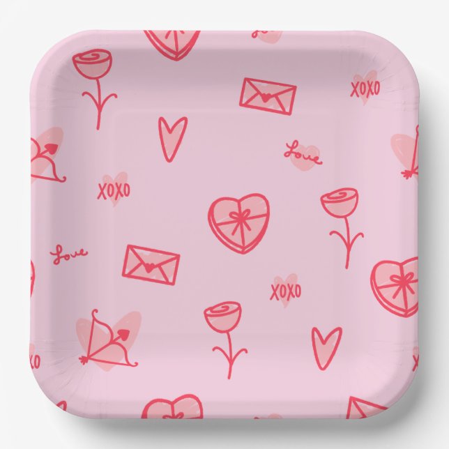  Love Notes & Sweet Treats Valentine's Paper Plate (Front)
