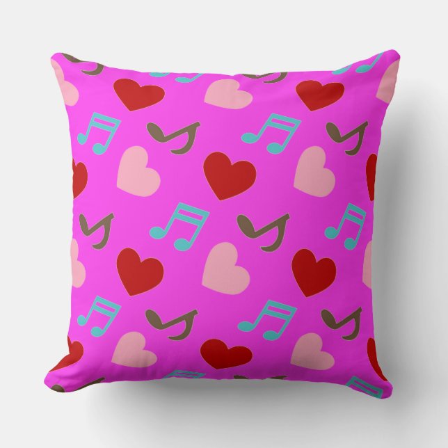 Love Notes Throw Pillow (Front)