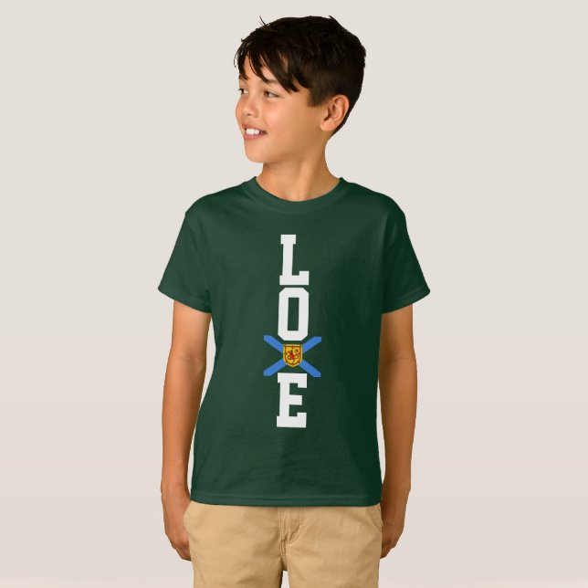 Love Nova Scotia proud N.S. flag T shirt (Front Full)