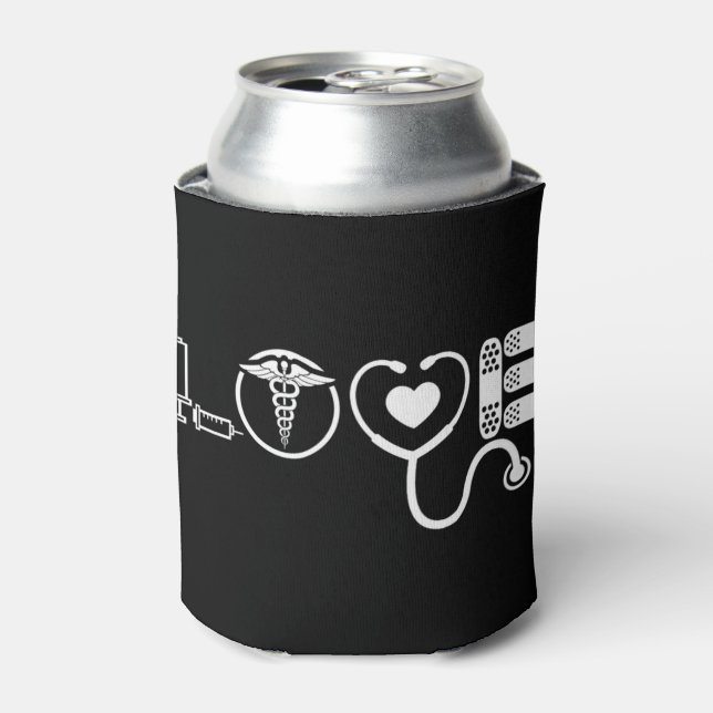Love Nurse Cute Nurse ER Nurse RN Nurse CNA Nurse  Can Cooler (Can Front)