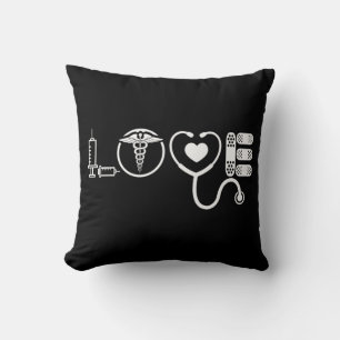 Love Nurse Cute Nurse ER Nurse RN Nurse CNA Nurse  Throw Pillow