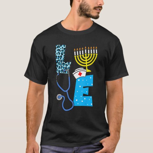 Love Nurse Hanukkah Jewish Nurses Chanukah PJs Paj T_Shirt