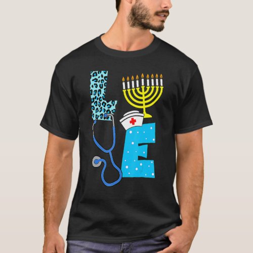 Love Nurse Hanukkah Jewish Pajama Nurses Chanukah  T_Shirt
